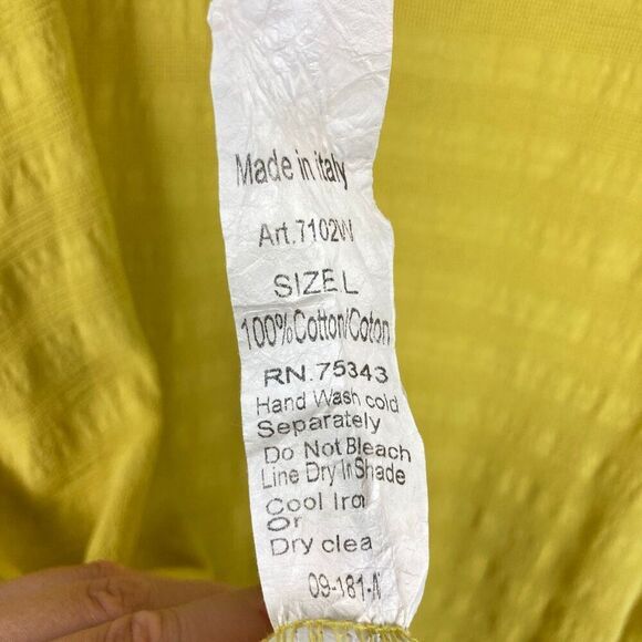 Lungo L’Arno Yellow V-neck Sleeveless Dress 100% Cotton Embroidered Sequin sz L - Picture 5 of 7